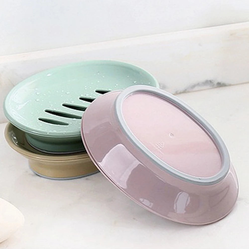 European oval soap box, toilet plastic, simple double compartment draining bathroom, face washing soap box