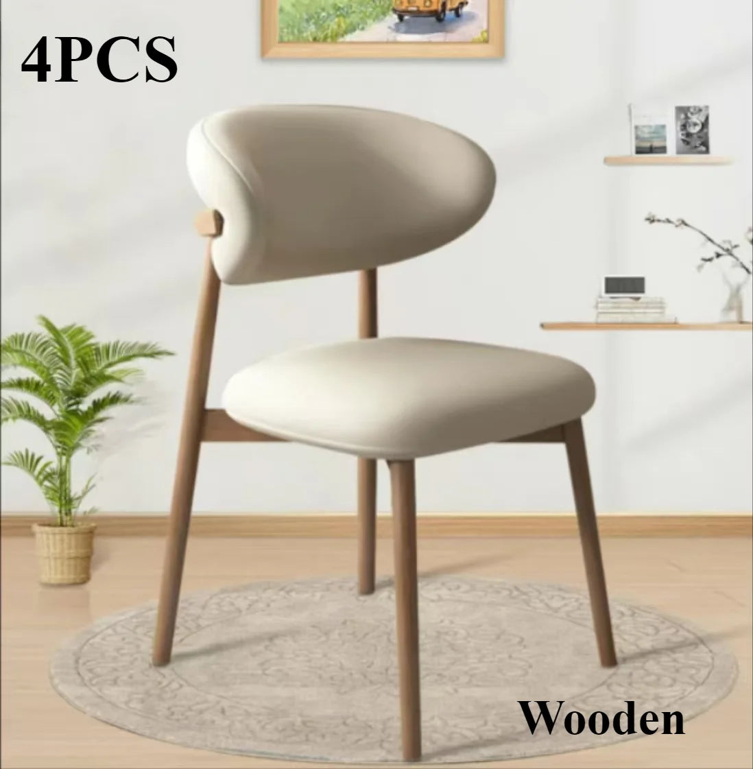 Cafe lounge chair, upholstered dining chair, curved back cushion, modern armless dining side chair