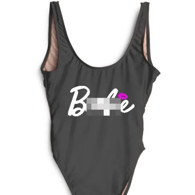 Barbi Pink Lip Bikini One-piece Swimsuit for Adult Women Summer Sexy Bikinis Y2K Kawaii Beach Swimming Suit Cute Swimwear