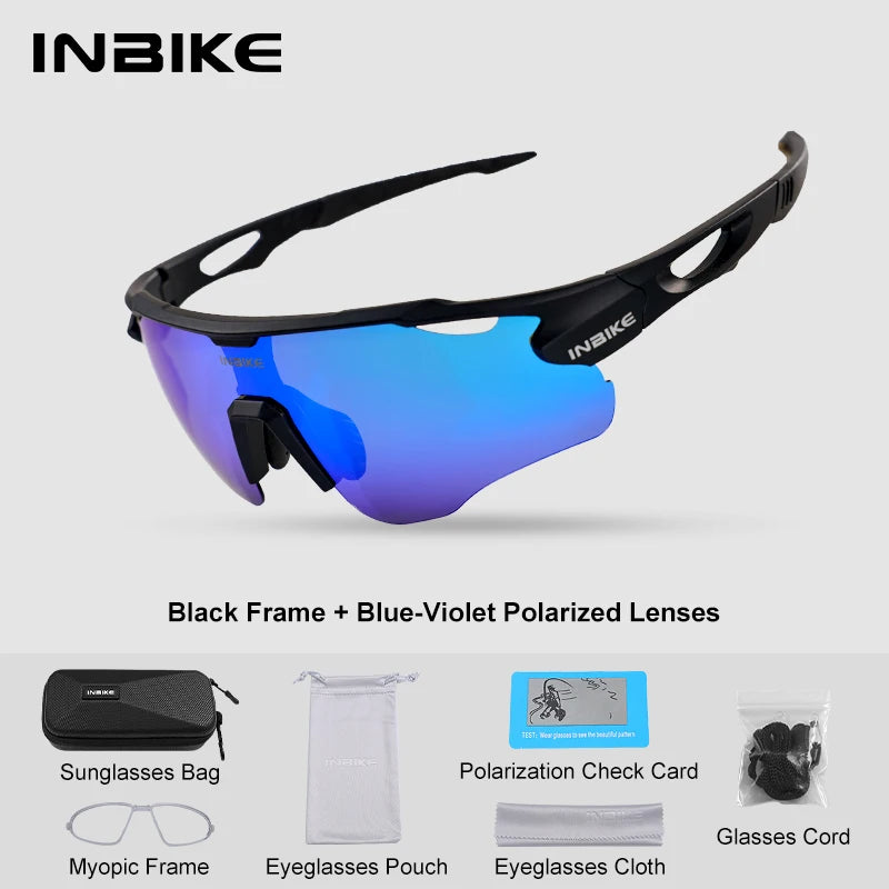 INBIKE Polarized Cycling Glasses UV400 Protection Sports Sunglasses for Road Biking Mountain Bike Running Hiking Outdoor Glasses