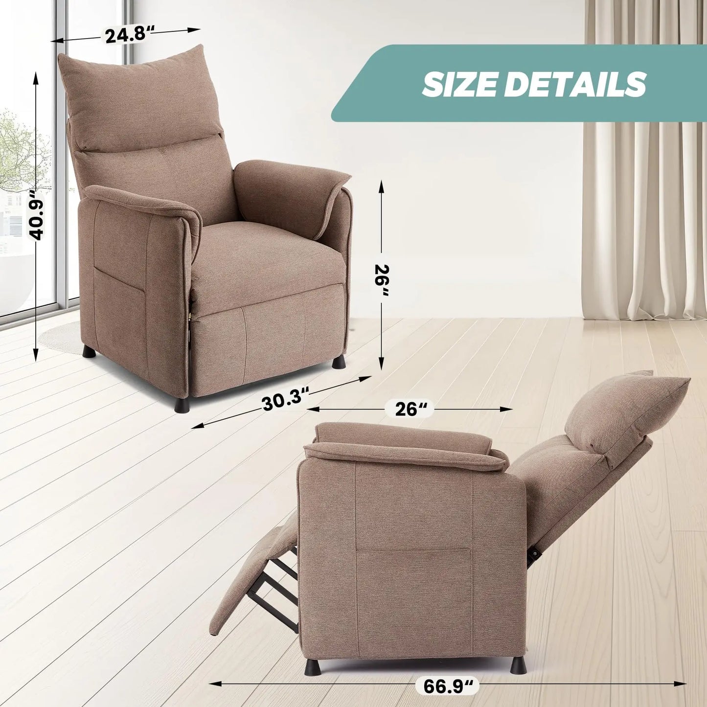 Recliner Chair with Memory Function, Adjustable Single Recliners Sofa with Remote Control for Adults, Home Theater Seating