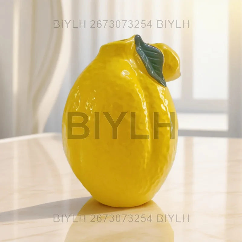 Carambola Lemon Ceramic Vase Decoration Nordic in Feng Shui Cultivation Flower Vase Home Fresh Desktop Decoration Crafts