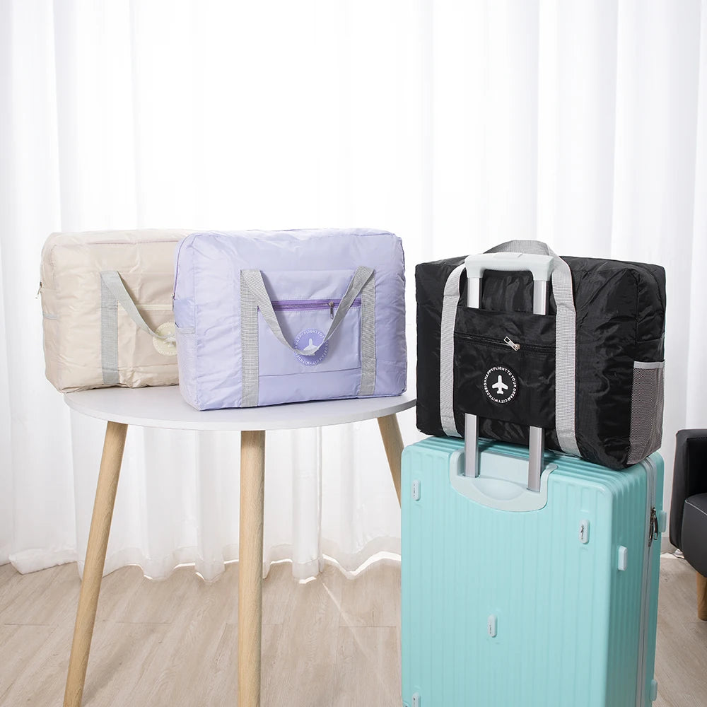 1PC black Oxford cloth travel portable bag, luggage folding bag