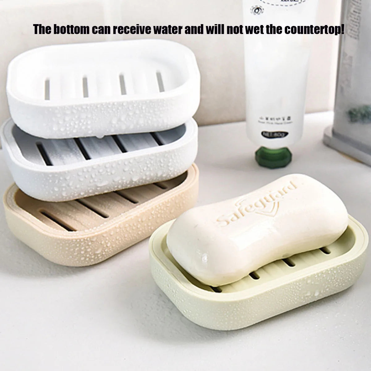 Portable Double-Layer Soap Dish with Drainage Cover Square Plastic Storage Box for Bathroom & Travel Use 