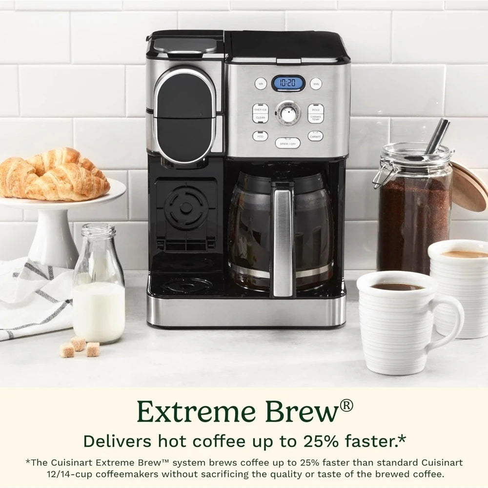 Coffee Maker, 12-Cup Glass Carafe, Automatic Hot & Iced Coffee Maker, Single Server Brewer, Stainless Steel, SS-16