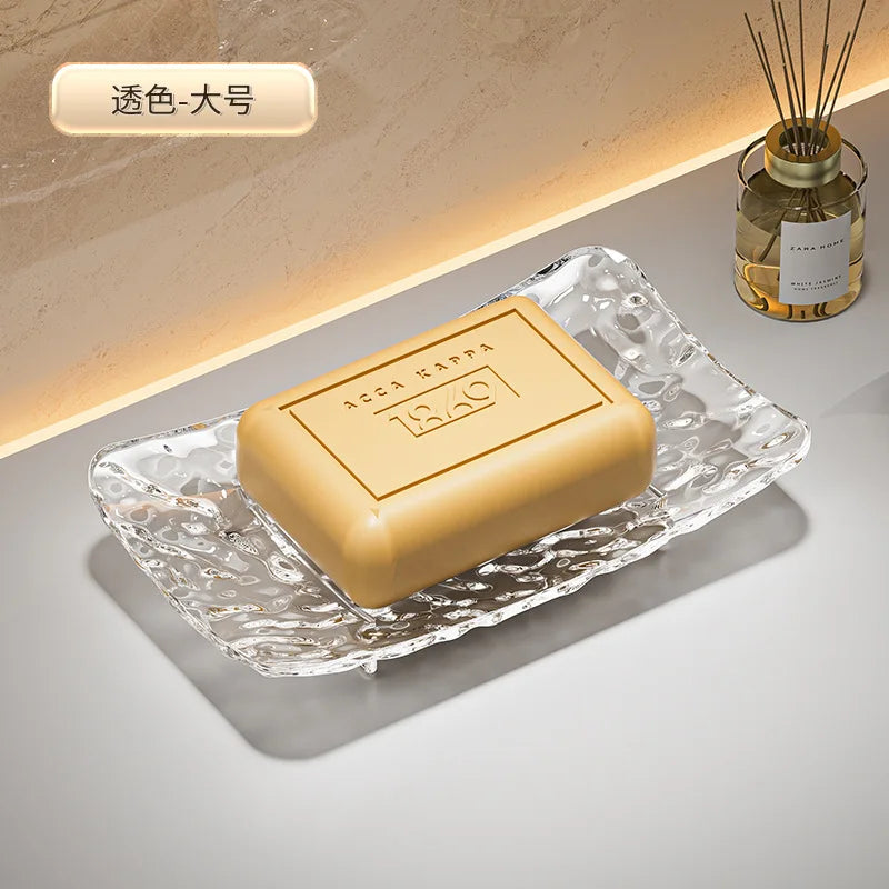 Transparent Light Luxury Soap-Box High-End Bathroom Glacier Patterned Soap-Storage Rack Household Use Soap Box Tray Soap Case