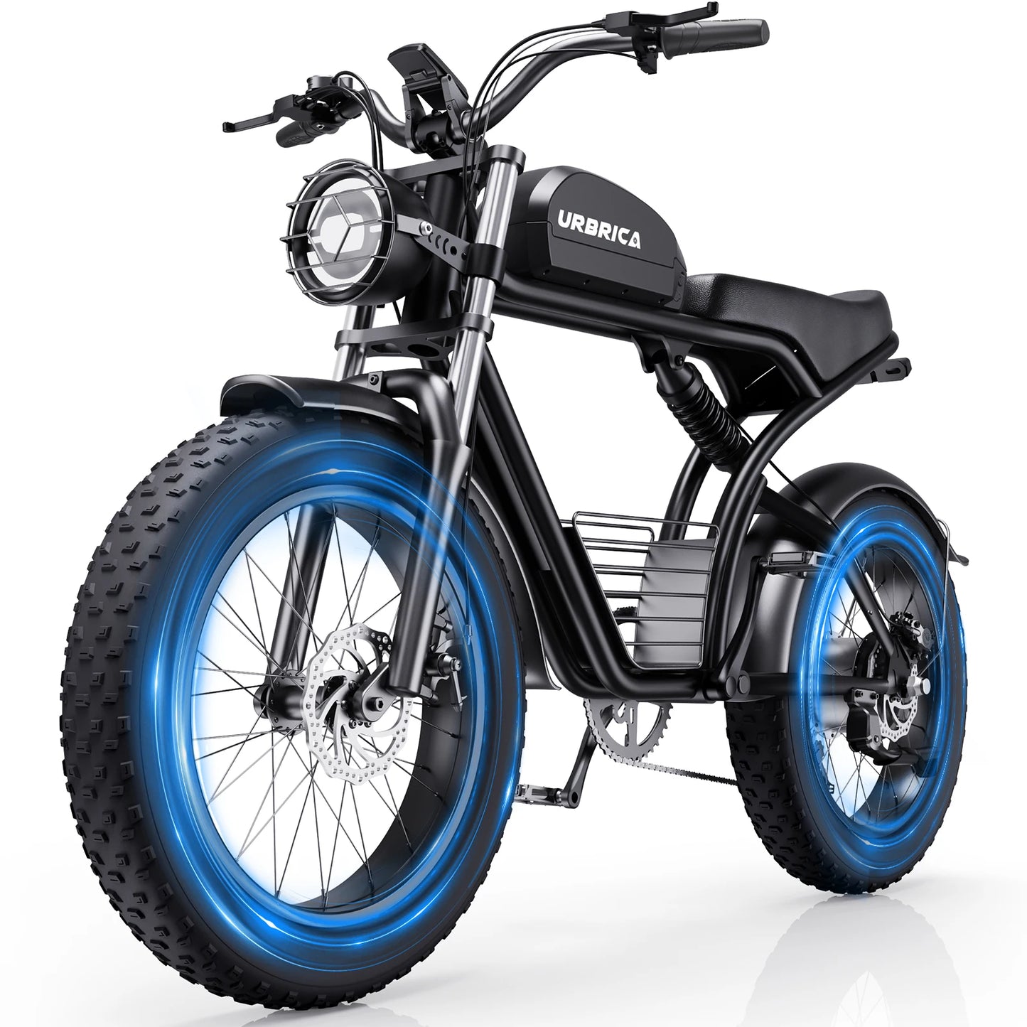 Urbrica K7 Electric Bicycle 3000W For Adults 48V 23AH Battery Mountain Moped Ebike 20 Inch Fat Tire With Basket Dual Motor