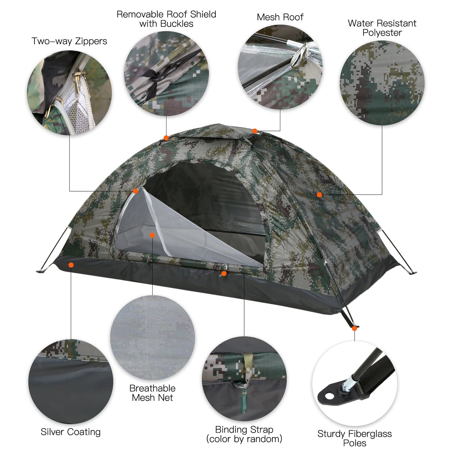 Outdoor Tent Ultralight Camping Tent Single Layer Portable Water-Resistant Tent Anti-UV UPF 30+ for Outdoor Beach Fishing