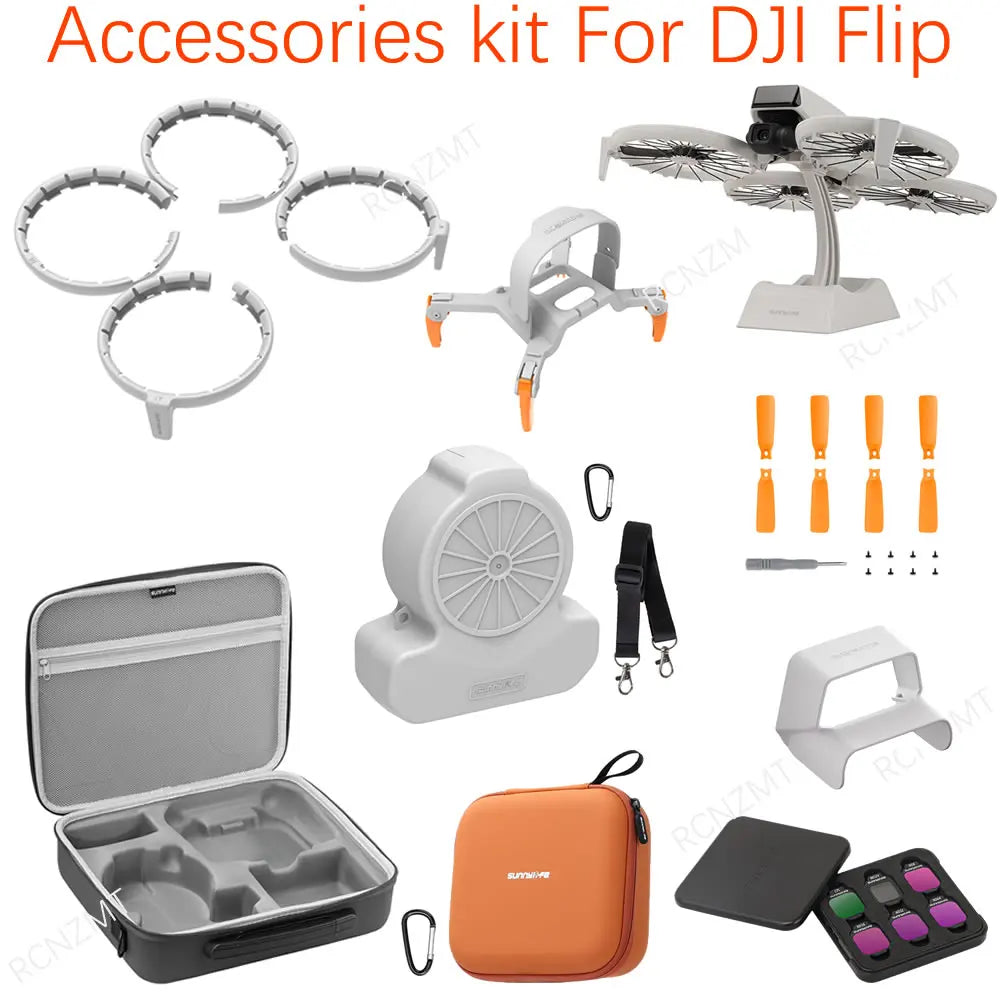 Accessories Kit for DJI Flip Landing Gear Lens Cap Propeller Guard Cage Holder Filter RC 2 Controller Silicone Case bag