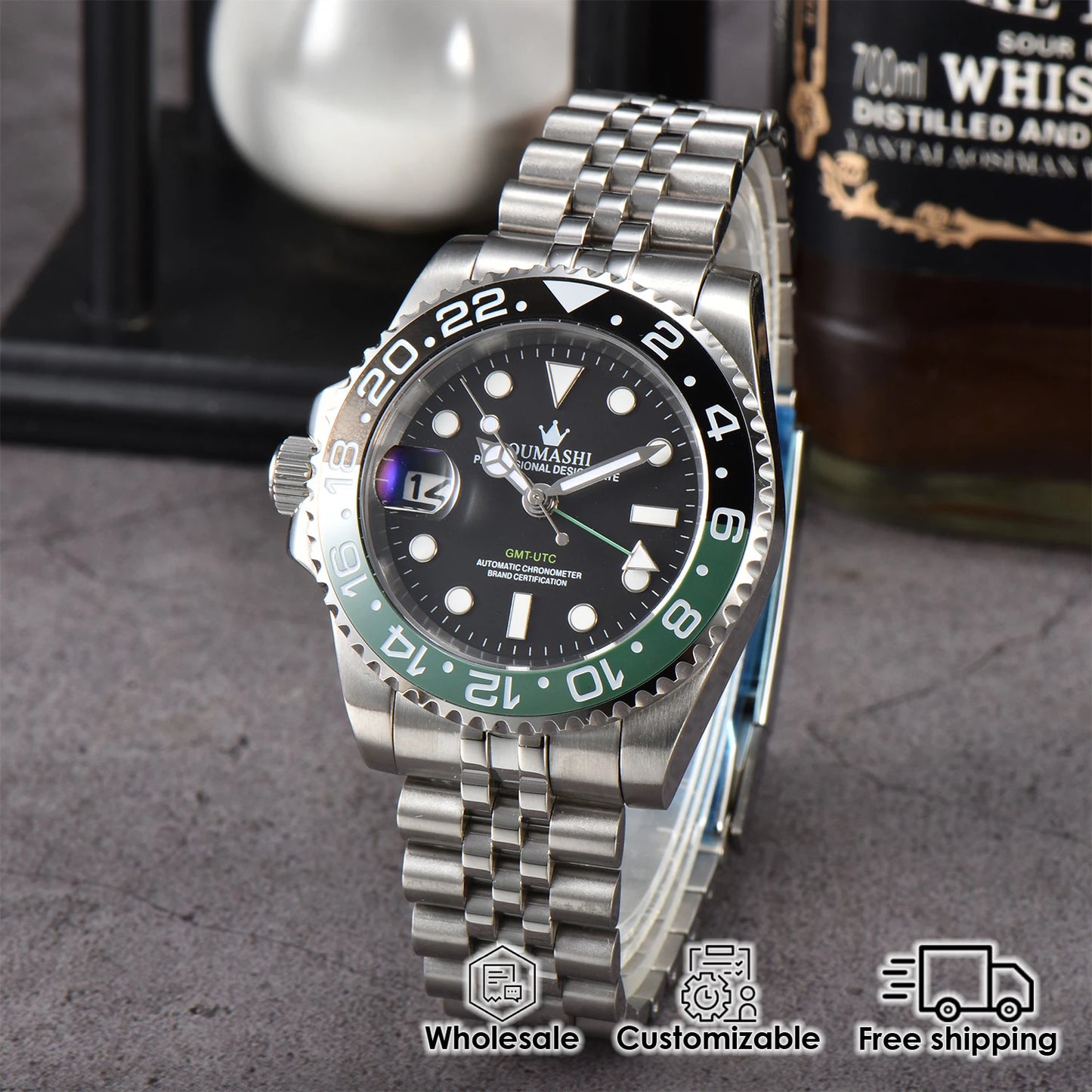 Luxury watches for Men 40MM NH35 Automatic Left hand Watch GMT Luminous waterproof Fashion Business Customizable Men's Watch