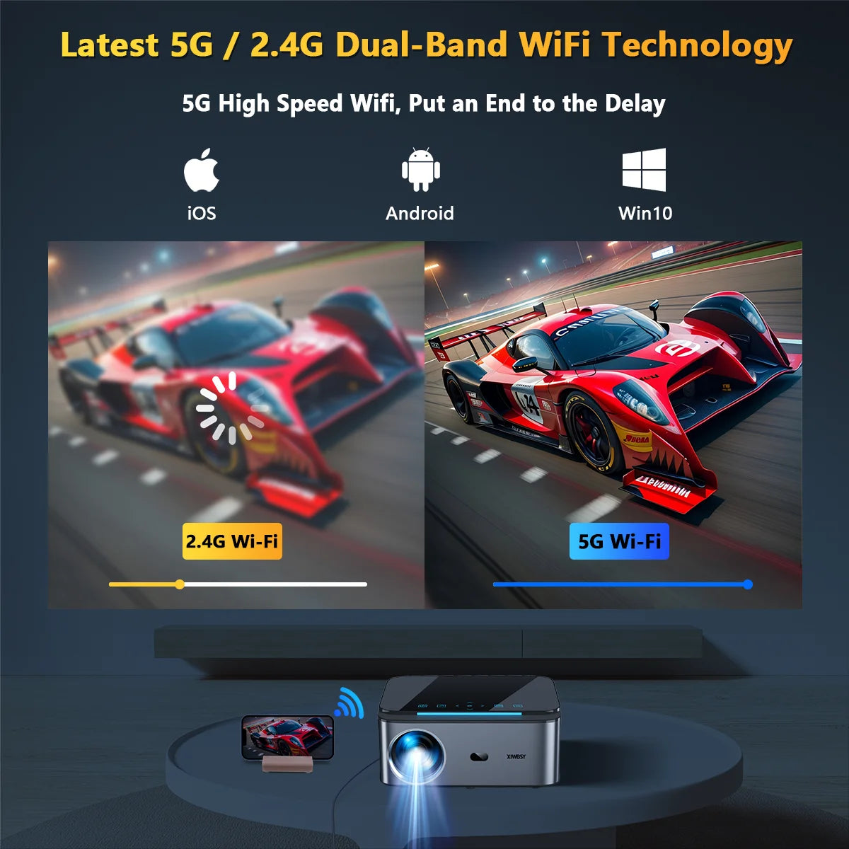 XIWBSY 2025 T07 Projector 30000Lumens Android Projector 8K Decode AutoFocus Projector LED Projector 1080P Home Theater Beamer
