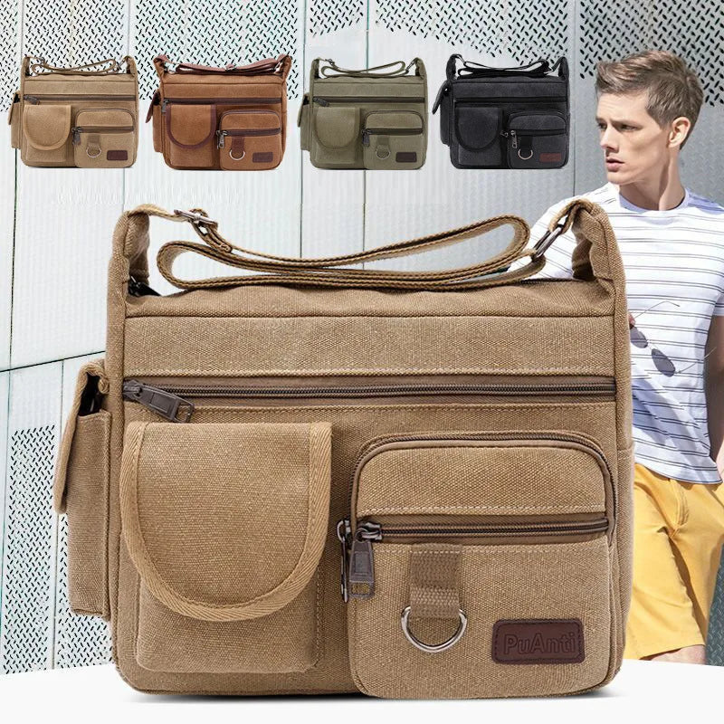 Men's canvas bag Large capacity shoulder bag Casual messenger bag Canvas bag Travel bag
