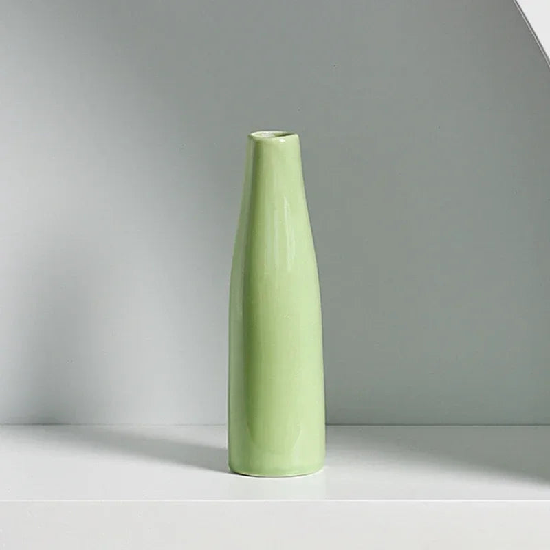 White Ceramic Bud Vase Small Flower Vases Hydroponic Plants Pot Modern Decorative Vases for Home Living Room Dining Table Decor