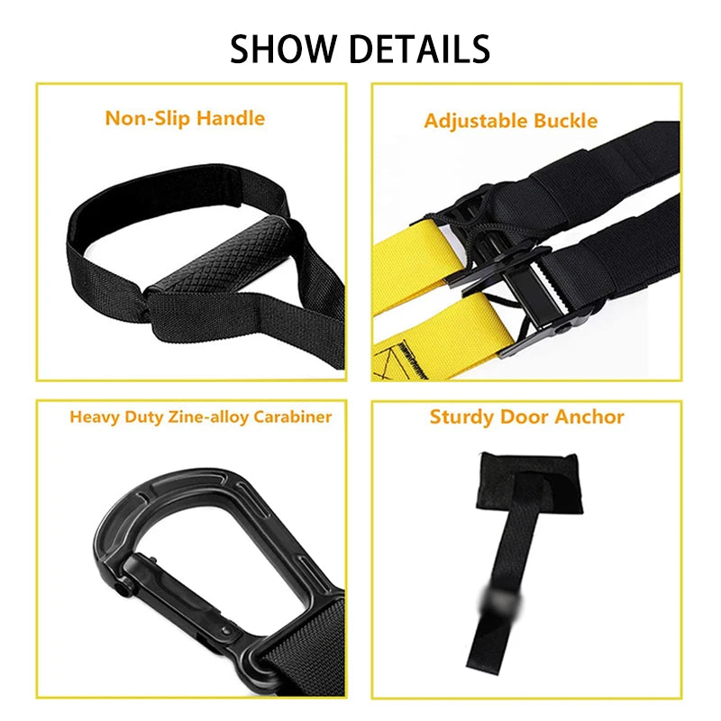 Hanging Training Strap Portable Fitness Strength Training Resistance Band Set Home Gym Yoga Pilates Elastic Fitness Band