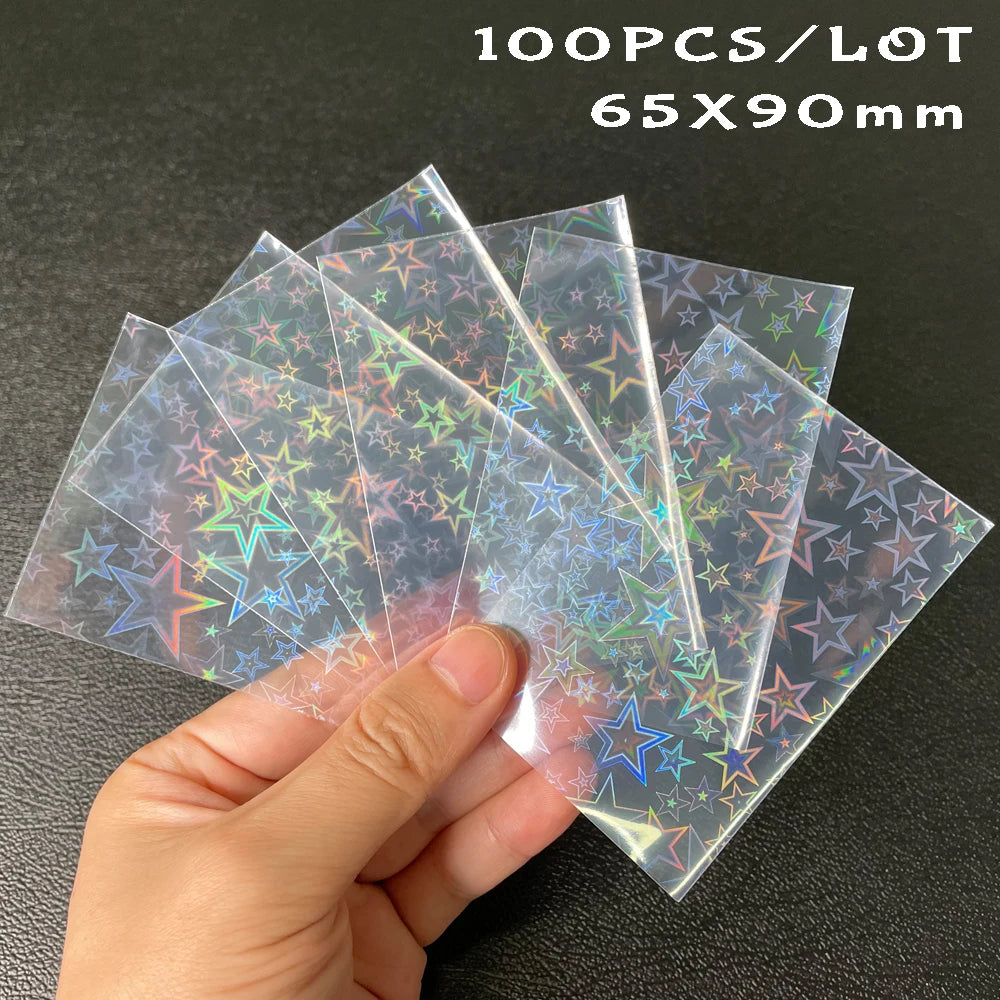 100pcs/Lot Heart-shaped Foil Laser Top Loading TCG Card Sleeves YGO Board Game Photo Protector Trading Cards Shield Cover