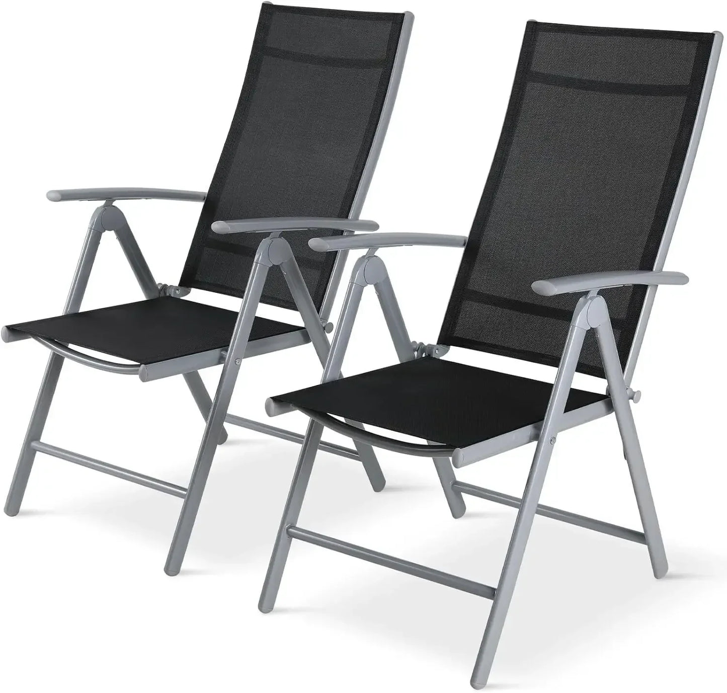 2PCS Foldable Lounge Chair Patio Folding Dining Chairs Aluminum Padded Adjustable High Back Lightweight Lawn Chair, Load 120kg