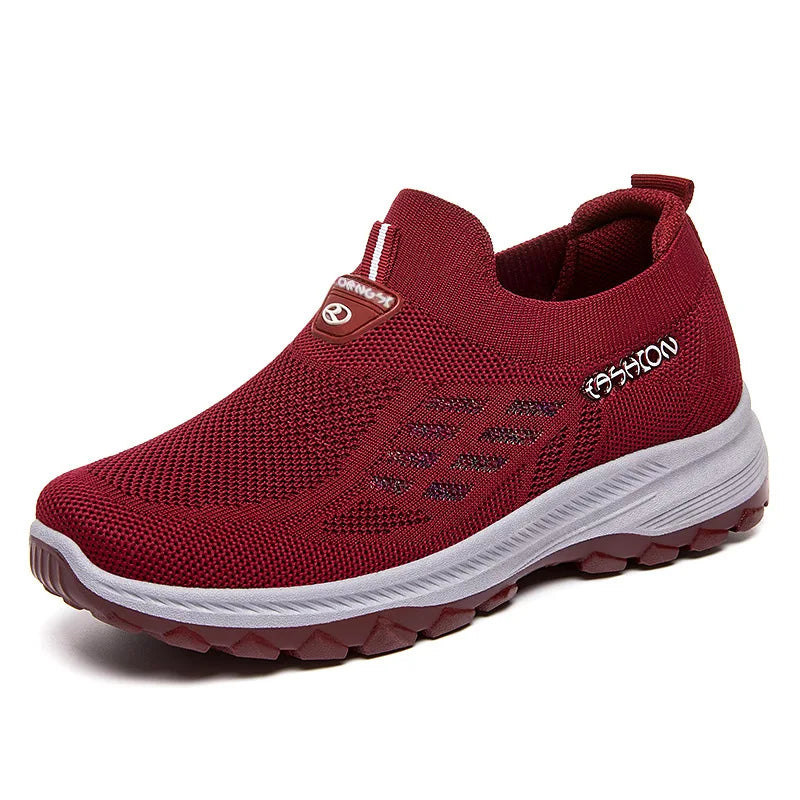 Women's Flat Shoes Slip on Casual Shoes New Luxury Platform Loafers Knitted Breathable Sneakers Soft Sole Lightweight Mom Shoes