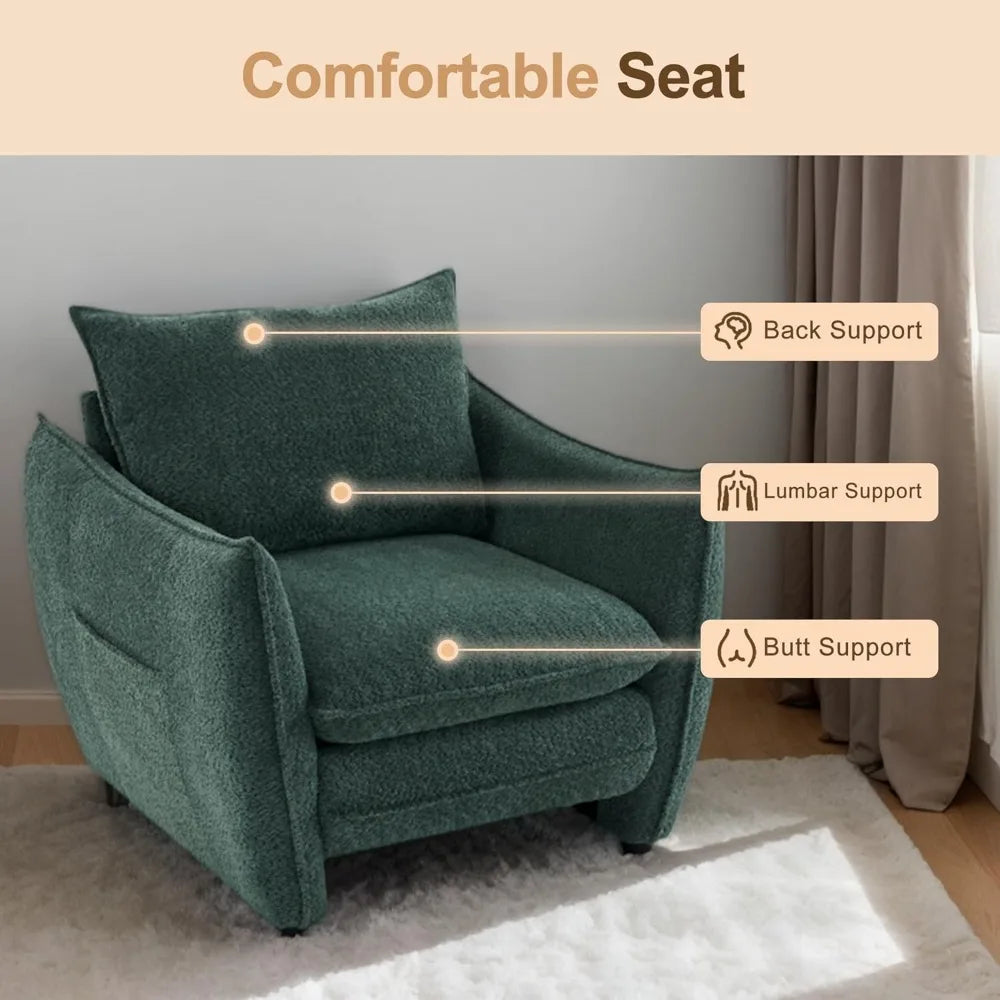 Oversized Accent Chair, Modern Single Sofa Cloud Chairs with Removable Pillow, Deep Seat Comfy Armchair for Living Room Bedroom