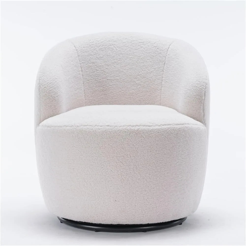 i-POOK Swivel Accent Chair, Modern Teddy Upholstered Armchair Lounge Chair with Metal Base and Padded Cushion for Living Room, W
