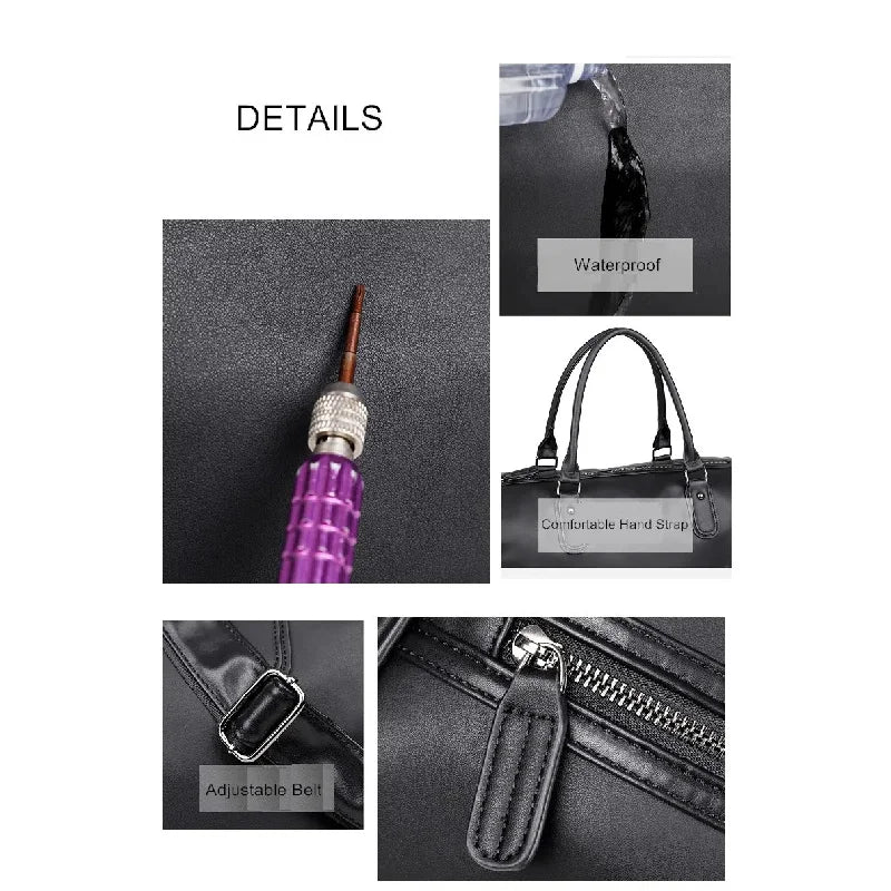 Travel Tote Men's Super Large Capacity PU Bag Business Trip Handbag Duffel Backpack Portable Single Shoulder Enlarged Black