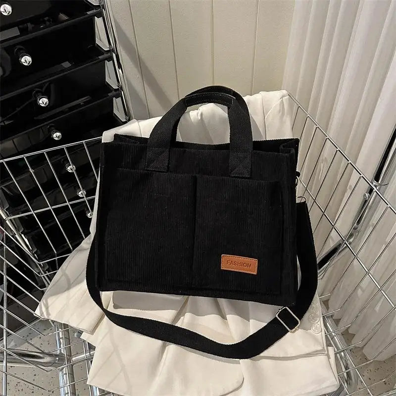 Women's Corduroy Tote Bag Large Capcity Handbags for Women Commuting Women's Bag Messenger Shoulder Bag Female Handbag