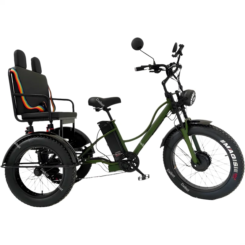 48V 750W Electric Bike For Man Powerful 24 Inch Fat Tire Bike All Terrain Electric Tricycles 3 Wheels for Adults Elderly