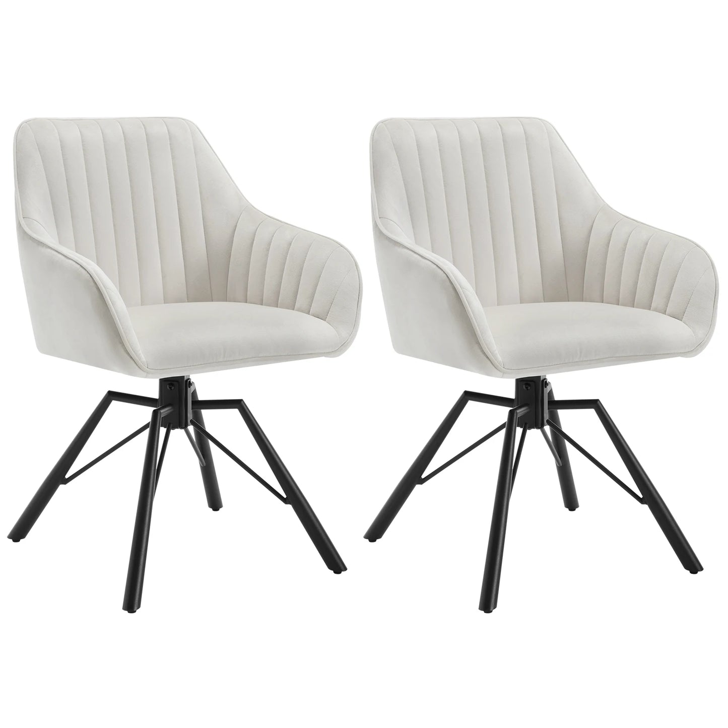 2PCS/SET Swivel Dining Chairs Velvet Living Room Ergonomic Leisure Chair Upholstered Lounge Kitchen Chair with Armrests