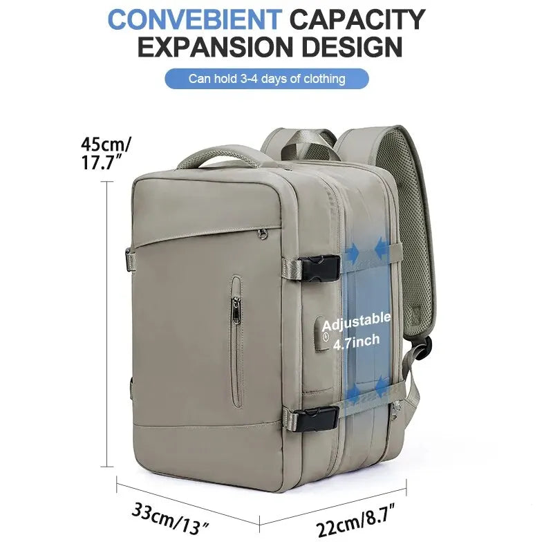 Likros Travel Backpack for Women Expandable Weekender Hiking Laptop Backpack with USB Port Large Waterproof 40L Men's Backpack