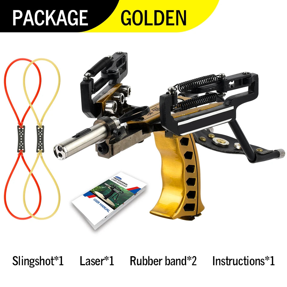 4-Color Powerful Laser Slingshot, Outdoor Hunting Shooting, Fast Sling Shot, Rubber Band Set, Practice Competition Exclusive