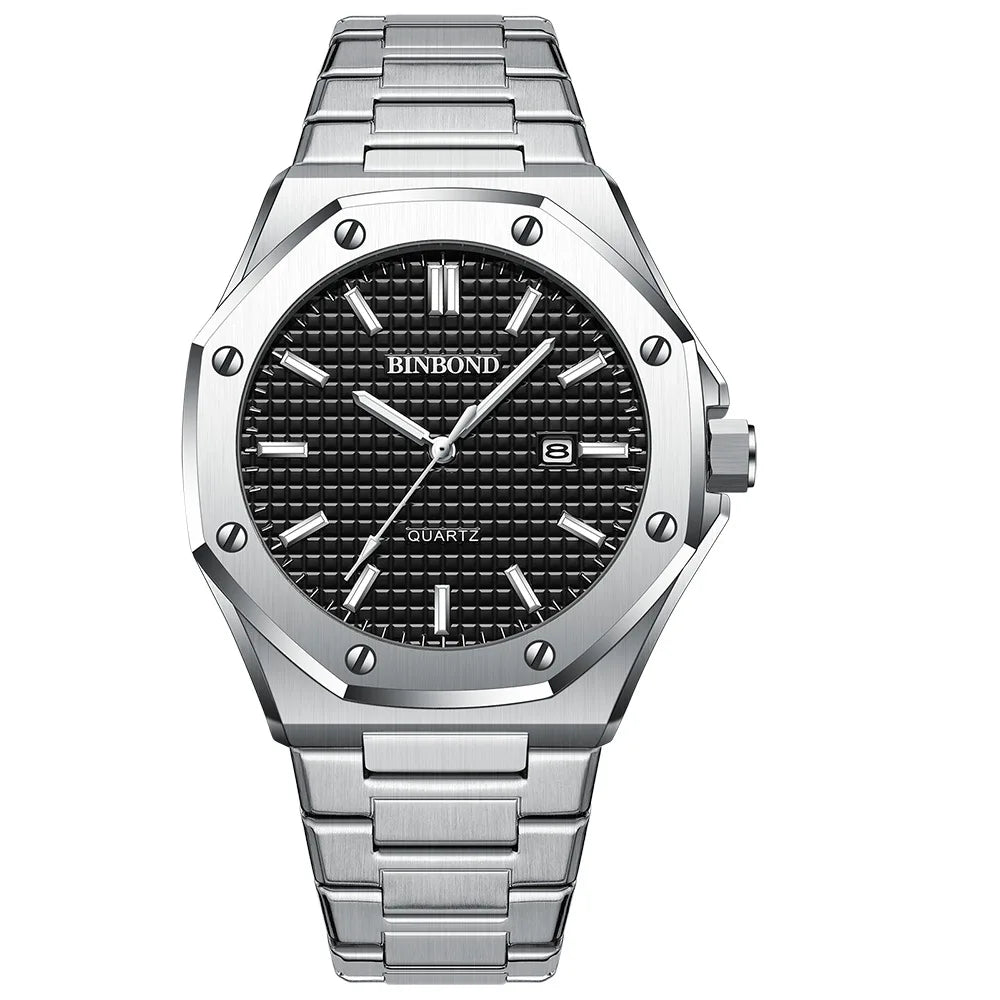 Men's watch business high-end octagonal with screws waterproof male fashion clock quartz Watches gift