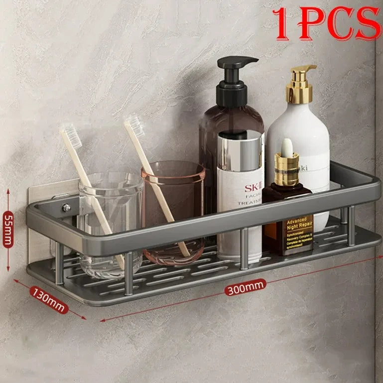 High Quality Wall Mounted Rectangular Rack Bathroom Storage Rack Towel Rack Wall Shower Shampoo Rack Drill Free Rack Tripod