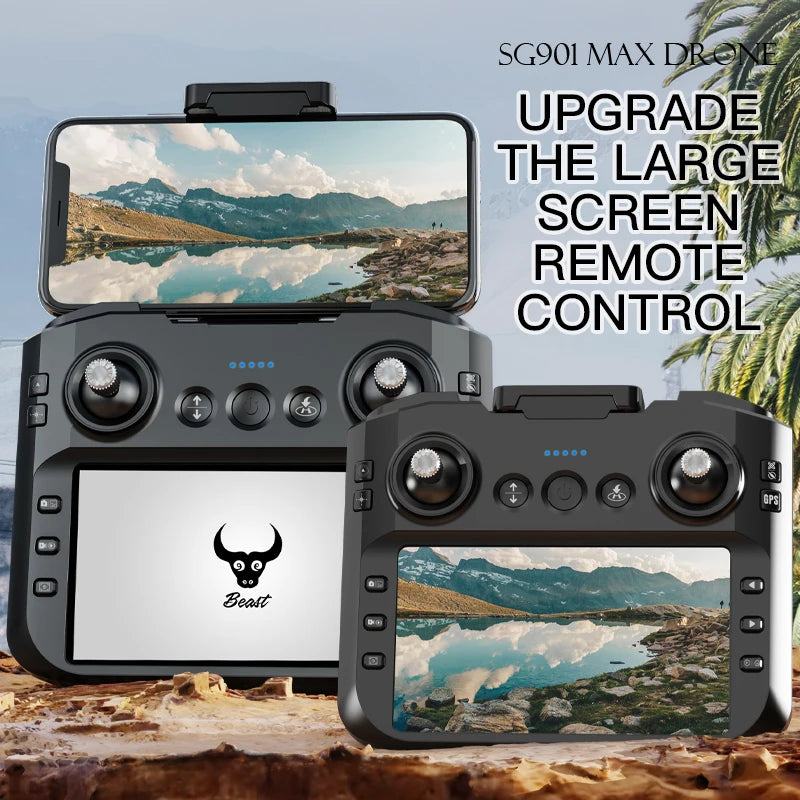 Drone Professiona 4K Dual Camera GPS Brushless Intelligent Obstacle Avoidance with Mapping Screen Control RC Drone SG901 PRO MAX