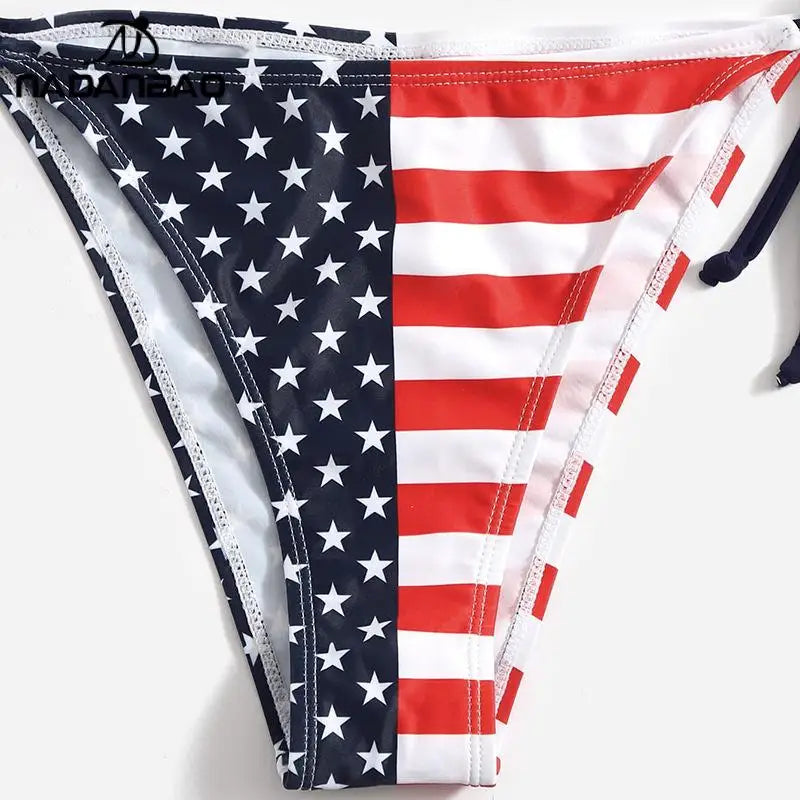 2023 Bikinis Mujer Women Bikinis Swimwear Beach Wear American Flag Bikini 3D Printed Sexy Swimsuit Bathing Suits