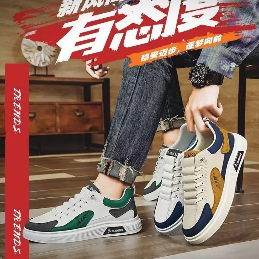 2025 new men's shoes with low top leather, fashionable and trendy running and sports, one foot casual shoes, and trendy shoes