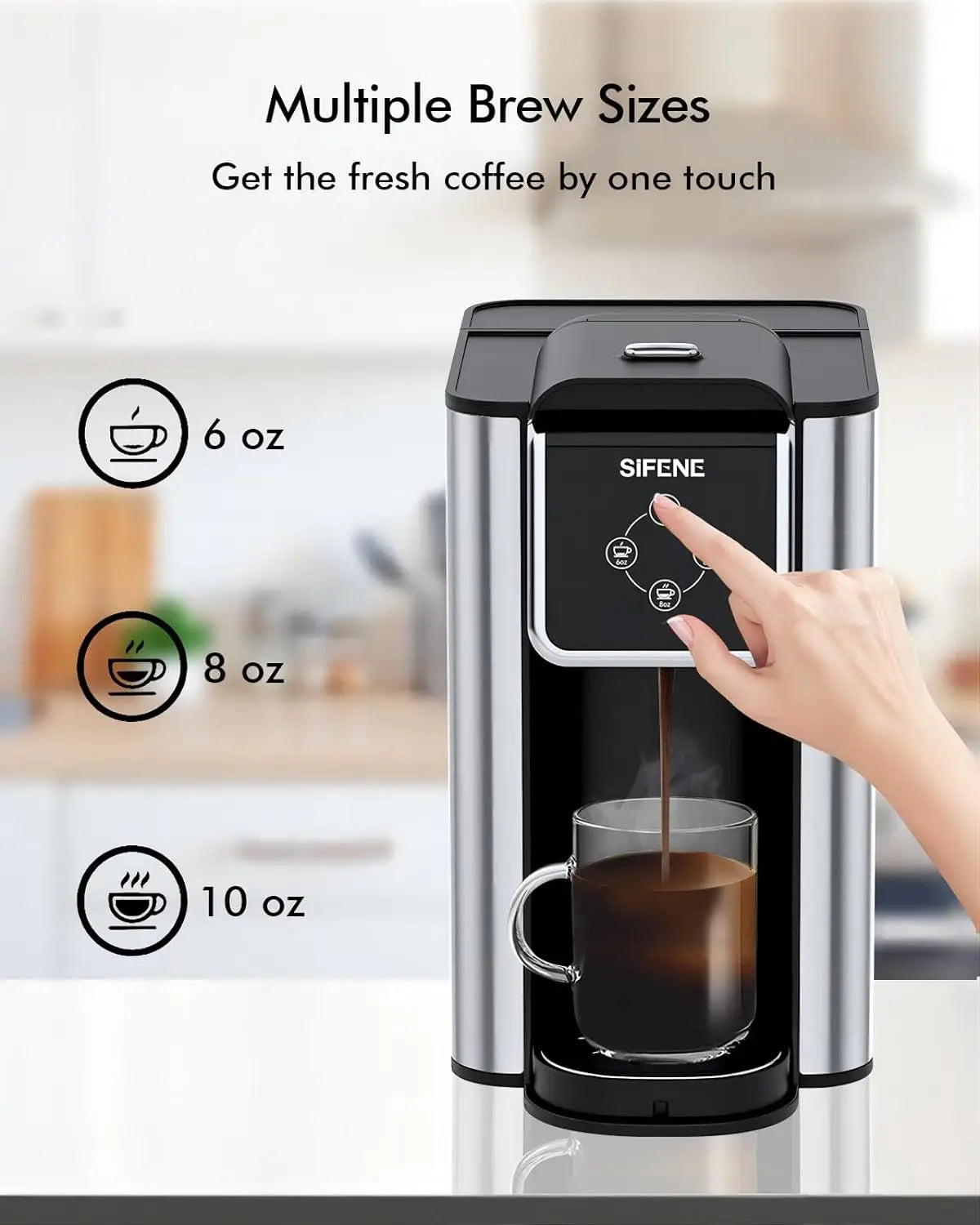 SIFENE Single Serve Coffee Maker, 3-in-1 Quick Brew for Coffee Pods, Ground Coffee, & Loose Tea, 1150W, Compact, Black