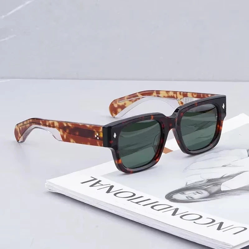 Sunglasses for Men Vintage Acetate Luxury Designer Sunglasses Women Occhiali Da Sole Da Uomo ENZO Red Lens Sunglasses