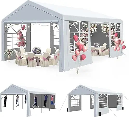 13' x 20' Party Tent & Carport - Heavy Duty Outdoor Wedding Canopy Gazebo with 4 Sand Bags, Event Shelter Canopy for Outdoor Eve