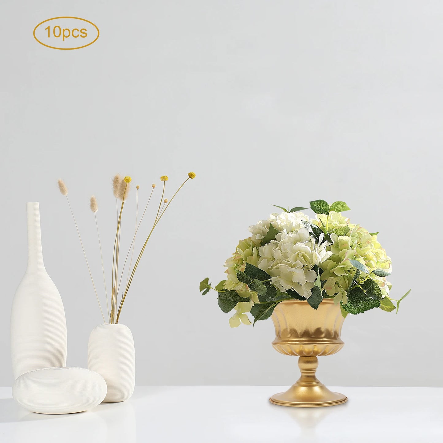 10Pcs 5.9 Inch Gold Metal Trumpet Centerpieces Flower Vases For Wedding Anniversary Party Home Decor
