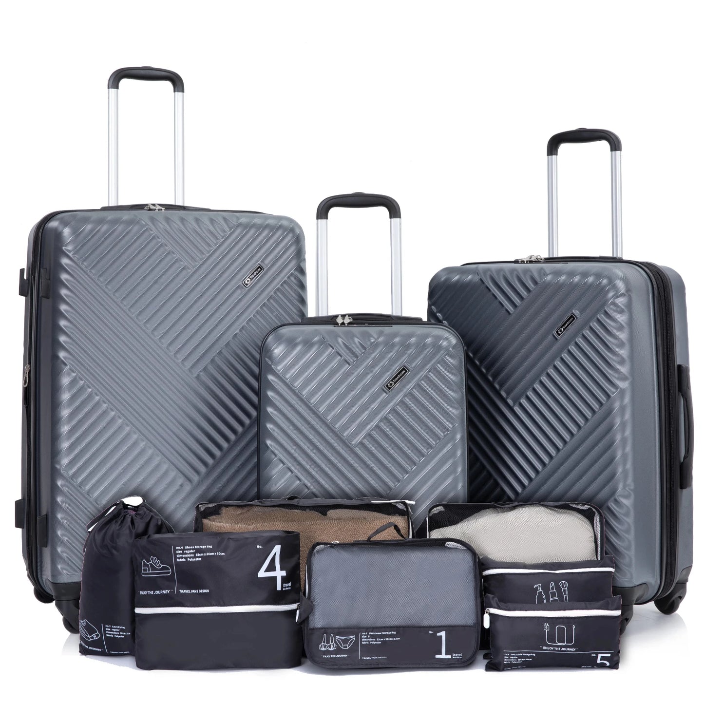 Luggage Sets 3 Piece with Double Spinner Wheel,Suitcase Set PC Hard Case with TSA Lock and Organizer Storage Bags