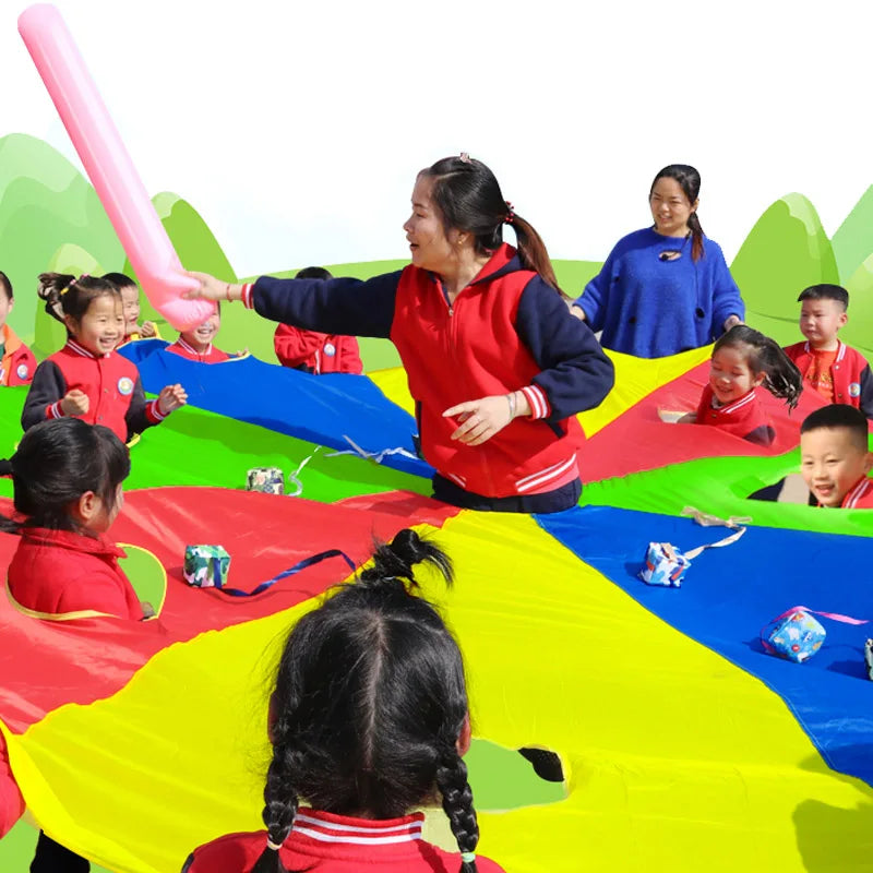 Kids Whack A Mole Game Rainbow Umbrella Kindergarten Outdoor Fun And Sports Paracaidas Toy Buiten Speelgoed Voor Kinderen