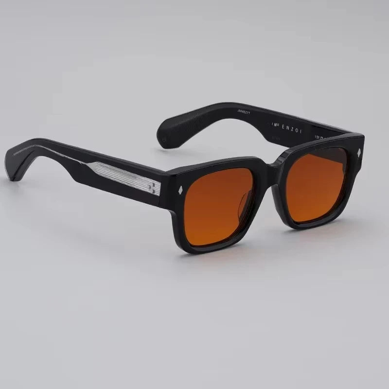 Sunglasses for Men Vintage Acetate Luxury Designer Sunglasses Women Occhiali Da Sole Da Uomo ENZO Red Lens Sunglasses