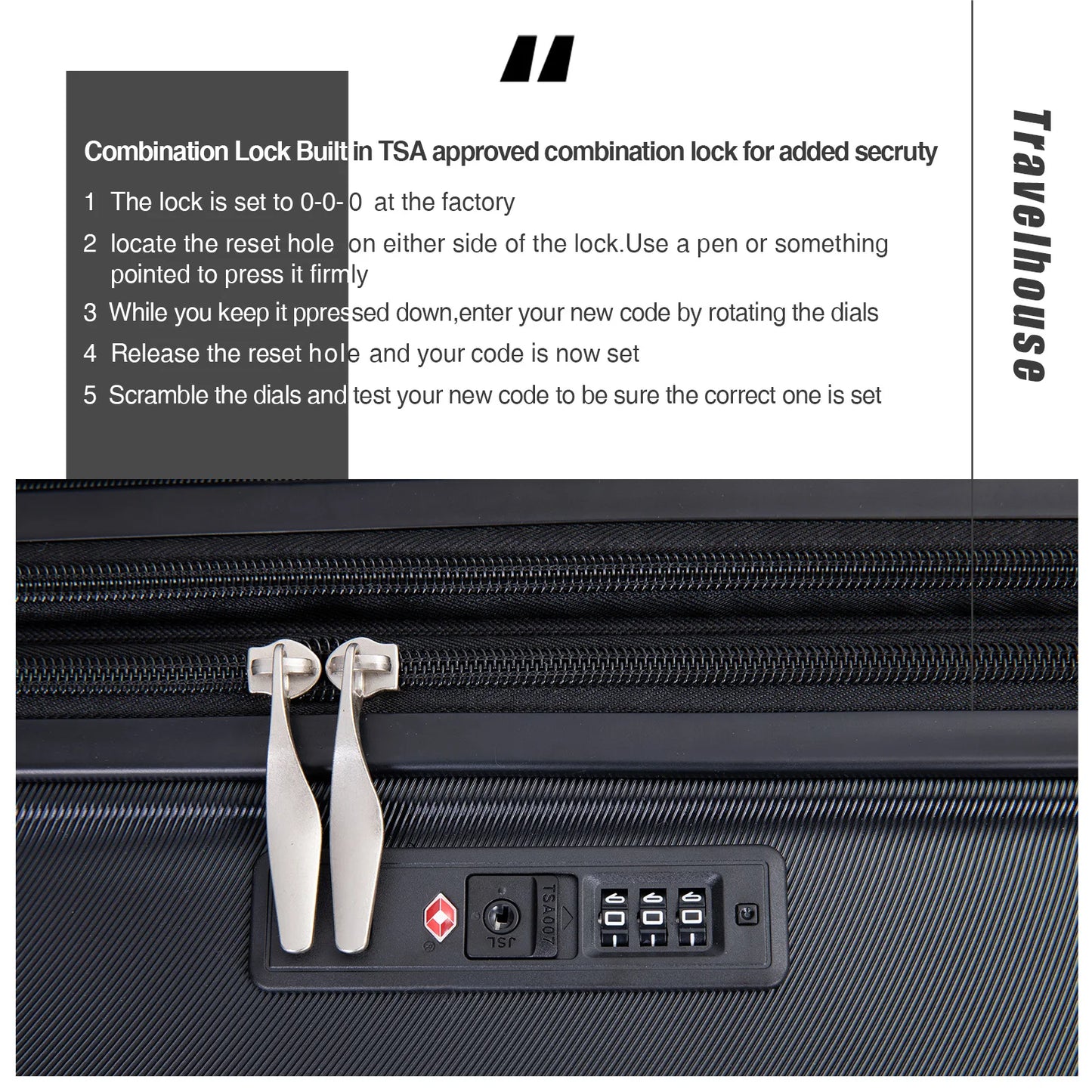 Luggage Sets 3 Piece with Double Spinner Wheel,Suitcase Set PC Hard Case with TSA Lock and Organizer Storage Bags