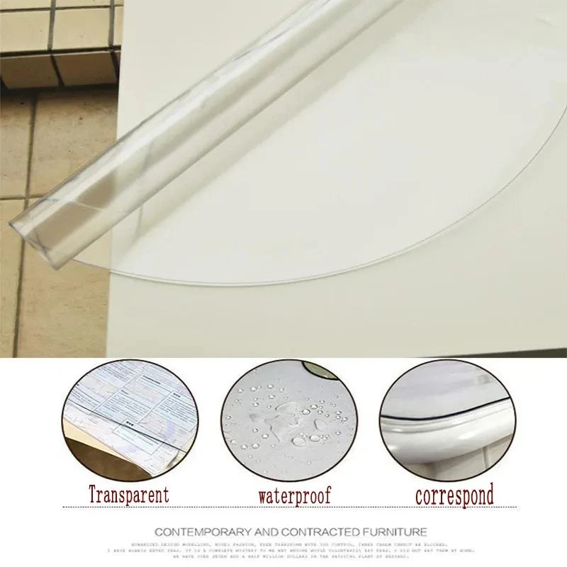 Round Tablecloth Transparent Soft PVC Waterproof Oilprpoof Living Room Dining Tables Kitchen Desk Protector Home Decor 1.0mm