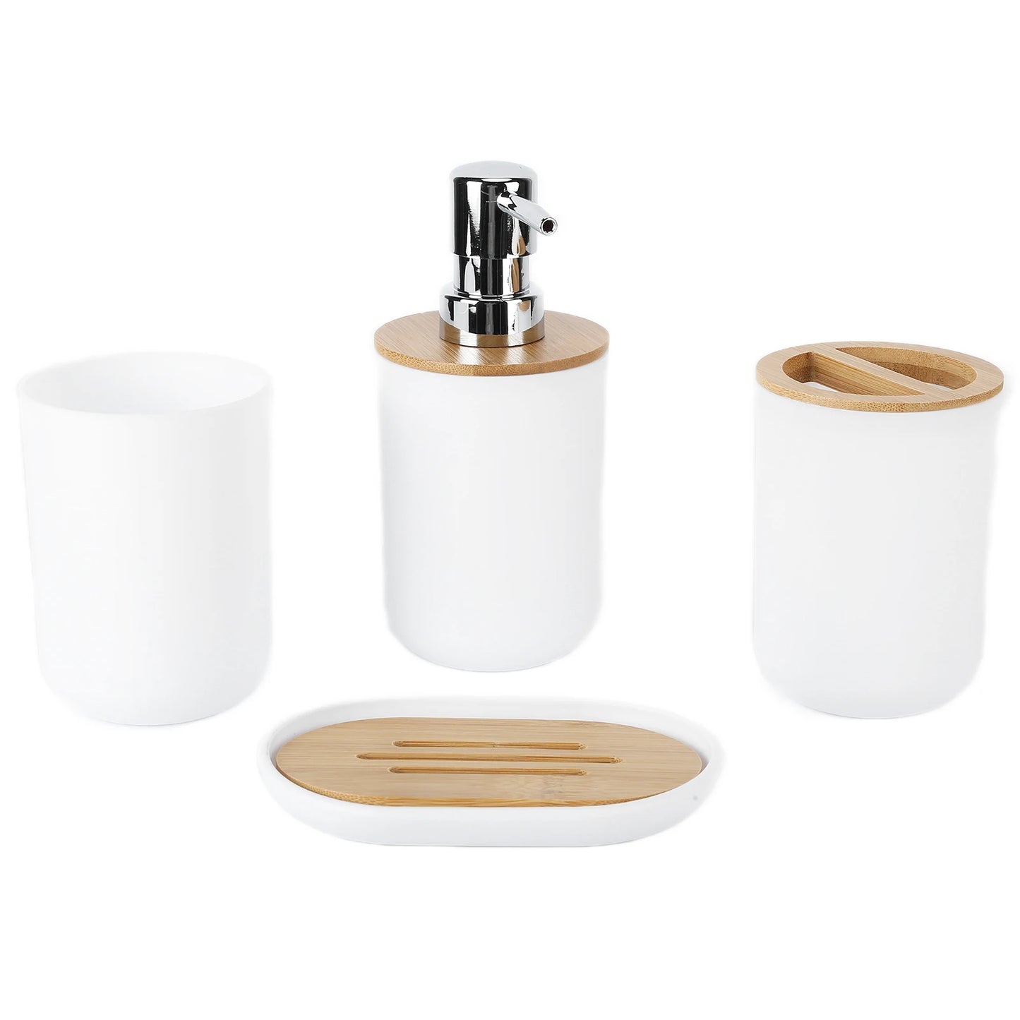 4Pcs Bathroom Accessory Set Bamboo Waterproof Gift Toothbrush Cup Soap Box for Home Hotel