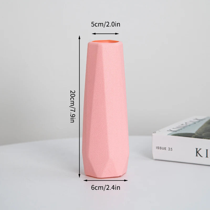 Modern Flower Vase Plastic Plants Pot White Imitation Ceramic Flower Vases Flower Arrangement Home Living Room Wedding Decor