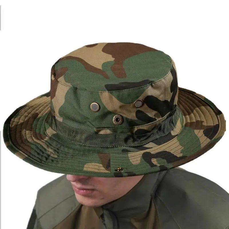 Camouflage Ta&ctical Caps Military Boonie Hat US A&rmy Caps Men Outdoor Sports Sun Bucket Caps Fishing Hiking Hunting Hats