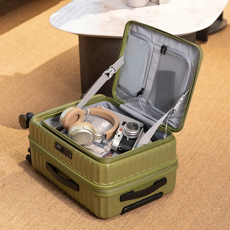 KLQDZMS Men's Luggage Side Opening Expandable Boarding Case 20"24"28 Inch Trolley Case ABS+PC Women's Handheld Travel Suitcase