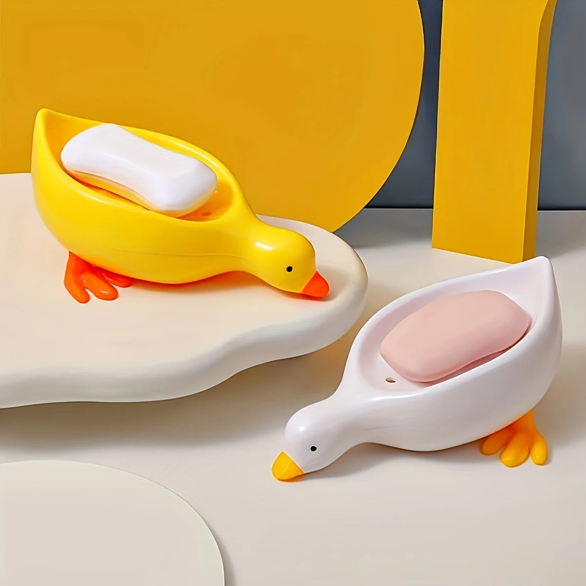 Soap Tray Self-draining Soap Rack Cute Duck-shaped Creative Rack for Shower Bathroom Kitchen Tub Sink Tray Bracket Bathroom