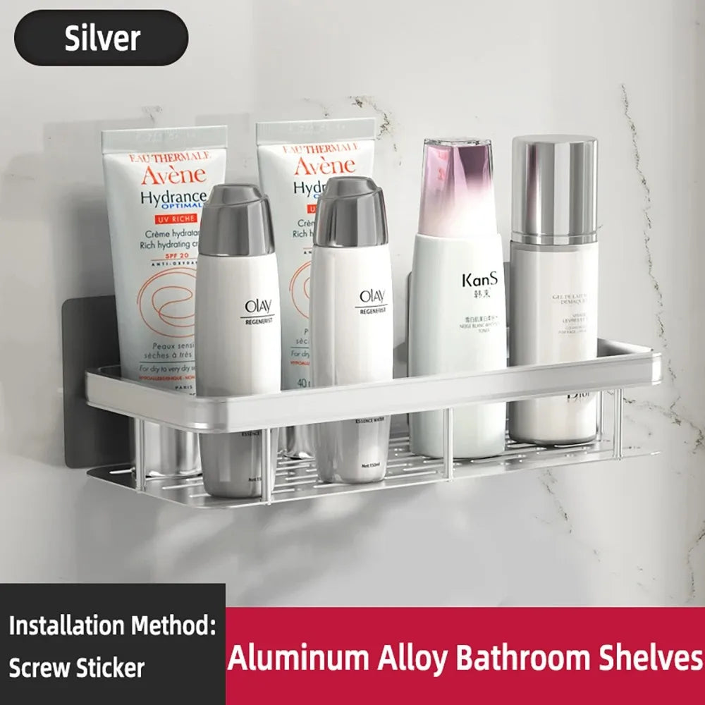 High Quality Wall Mounted Rectangular Rack Bathroom Storage Rack Towel Rack Wall Shower Shampoo Rack Drill Free Rack Tripod