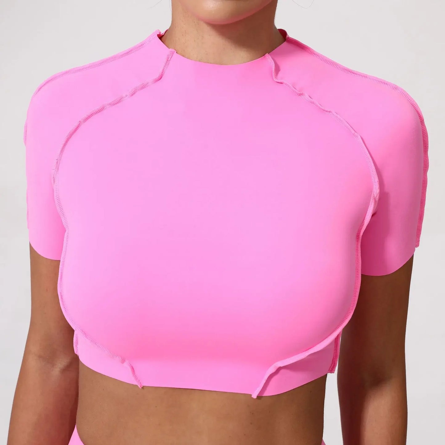 Women's Seamless Yoga Slimming Workout Shirts No Chest Pads Short Sleeve Top High Elasticity Lightweight Gym Sports Fitness Top